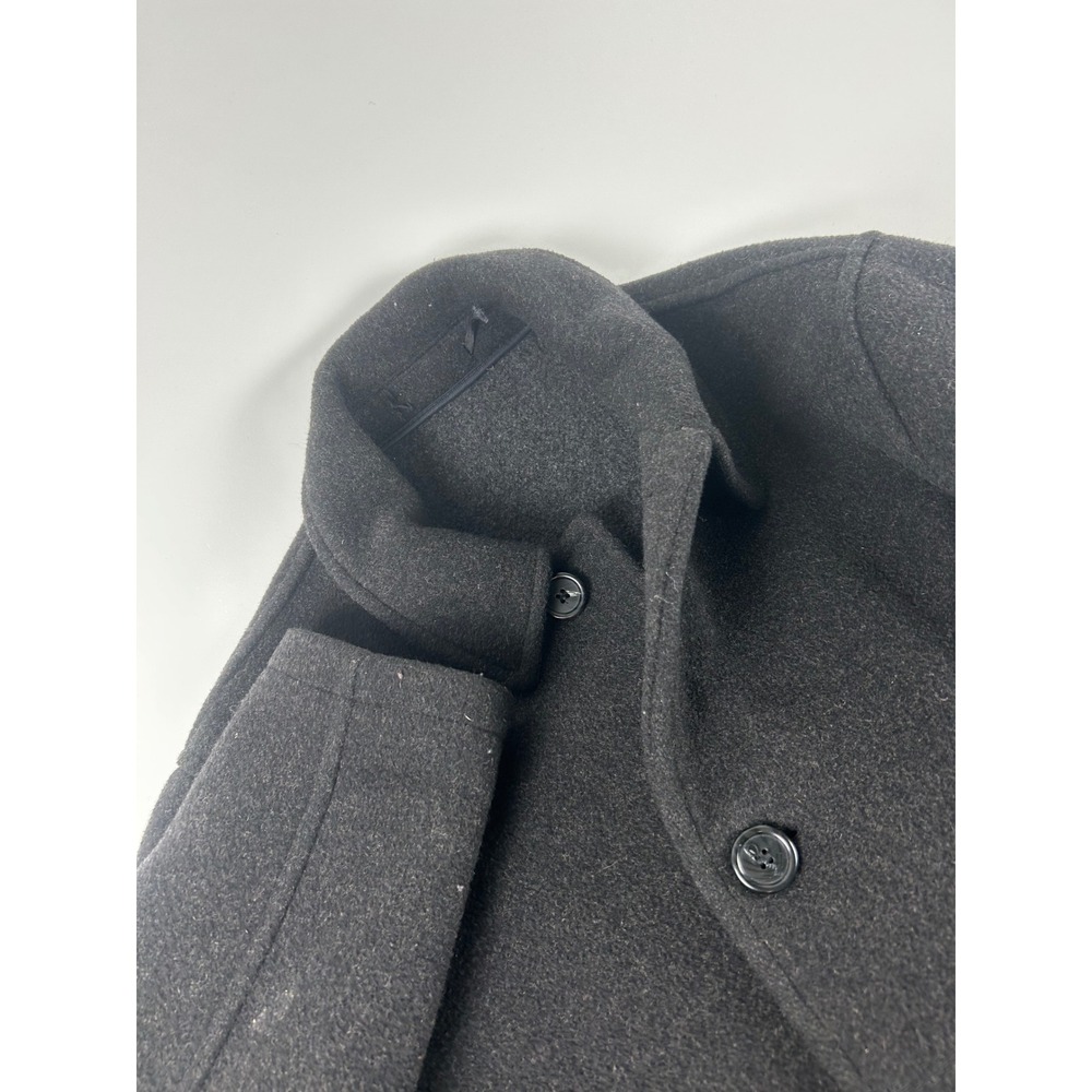 Brooks Brothers Men's M Sport Wool Button Trench Black Coat Dress Casual Long
